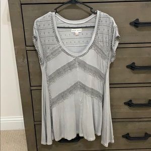Grey scoop neck cotton blouse